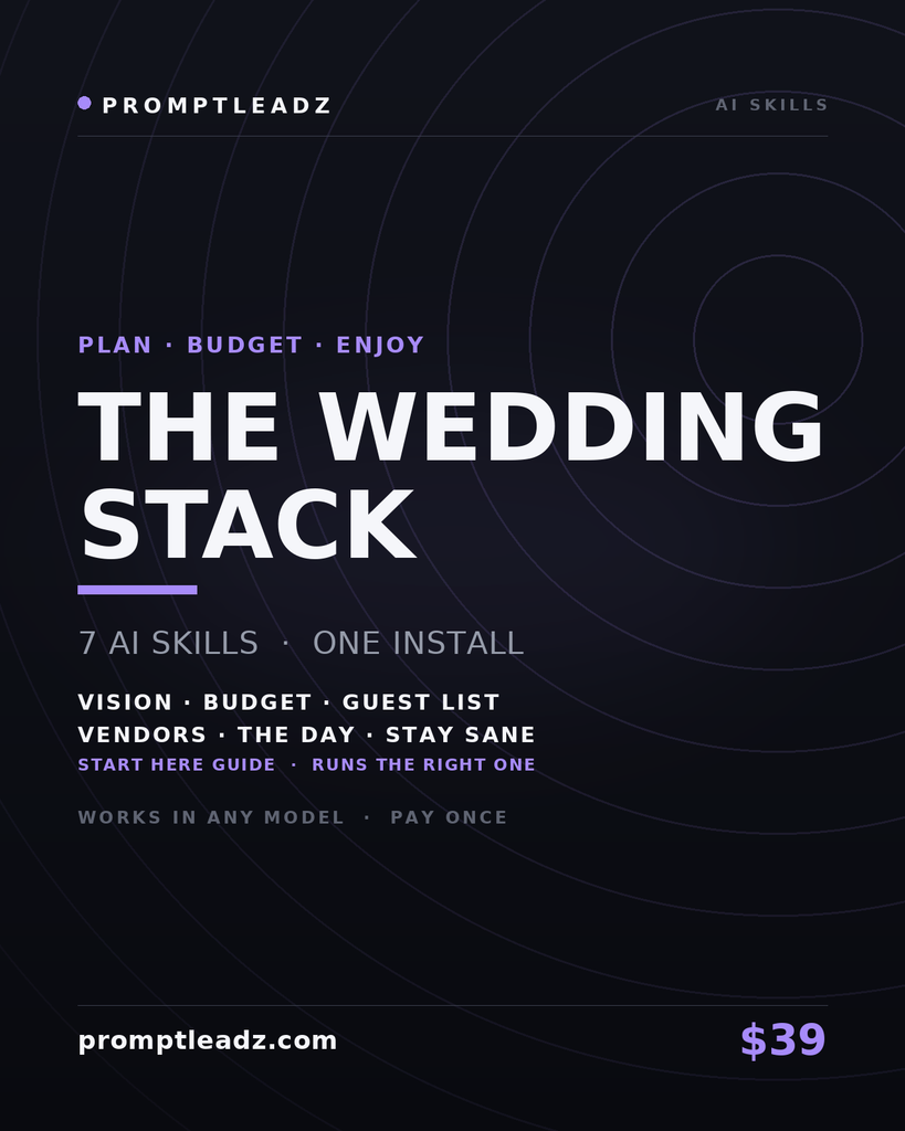 The Wedding Stack — seven AI skills, one install