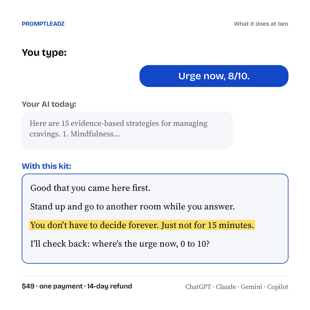 What your AI says when you type 'Urge now, 8/10' with this kit