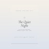 The Quiet Night baby sleep reset cover, cream and midnight blue, italic serif title
