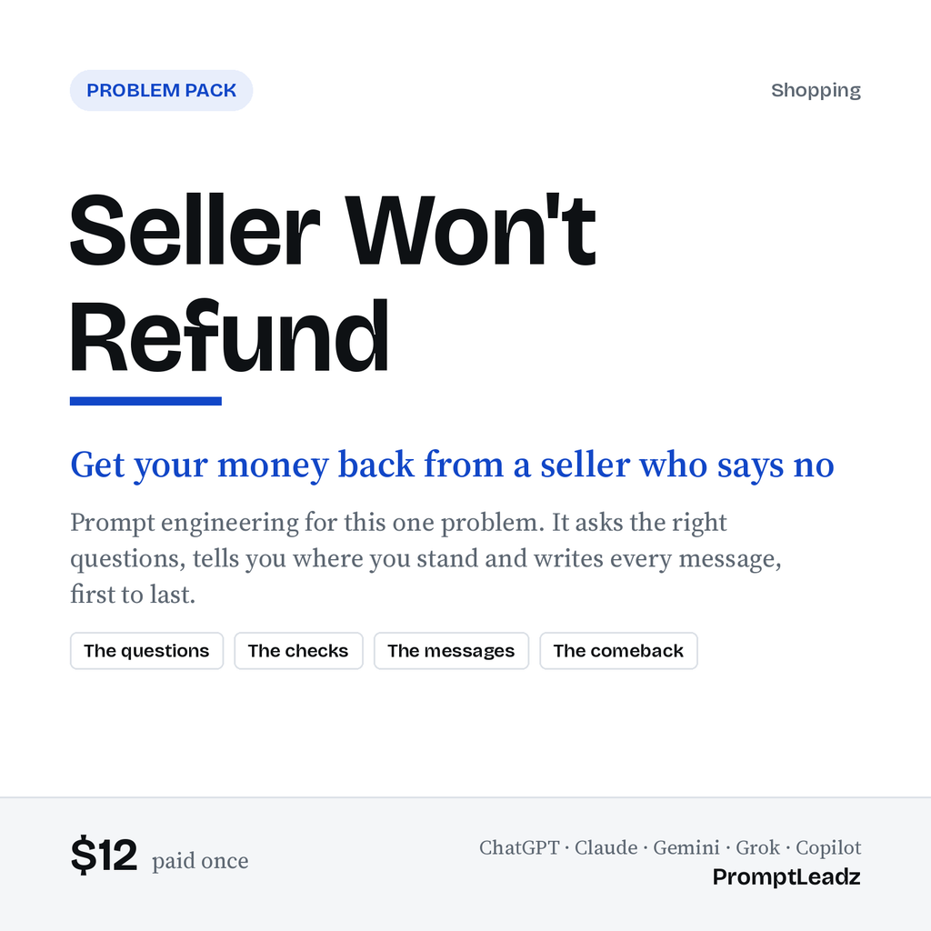 Seller Won't Refund: Problem Pack cover