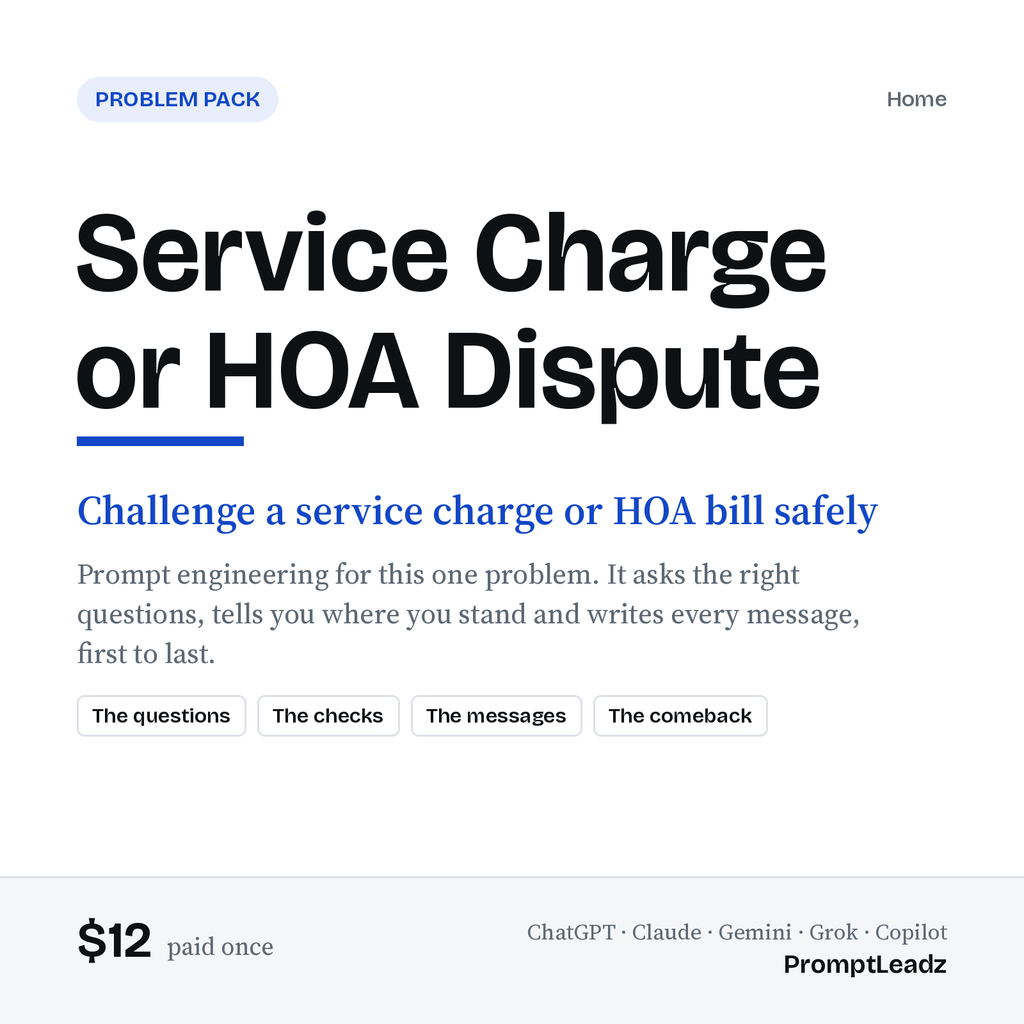 Service Charge or HOA Dispute: Problem Pack cover