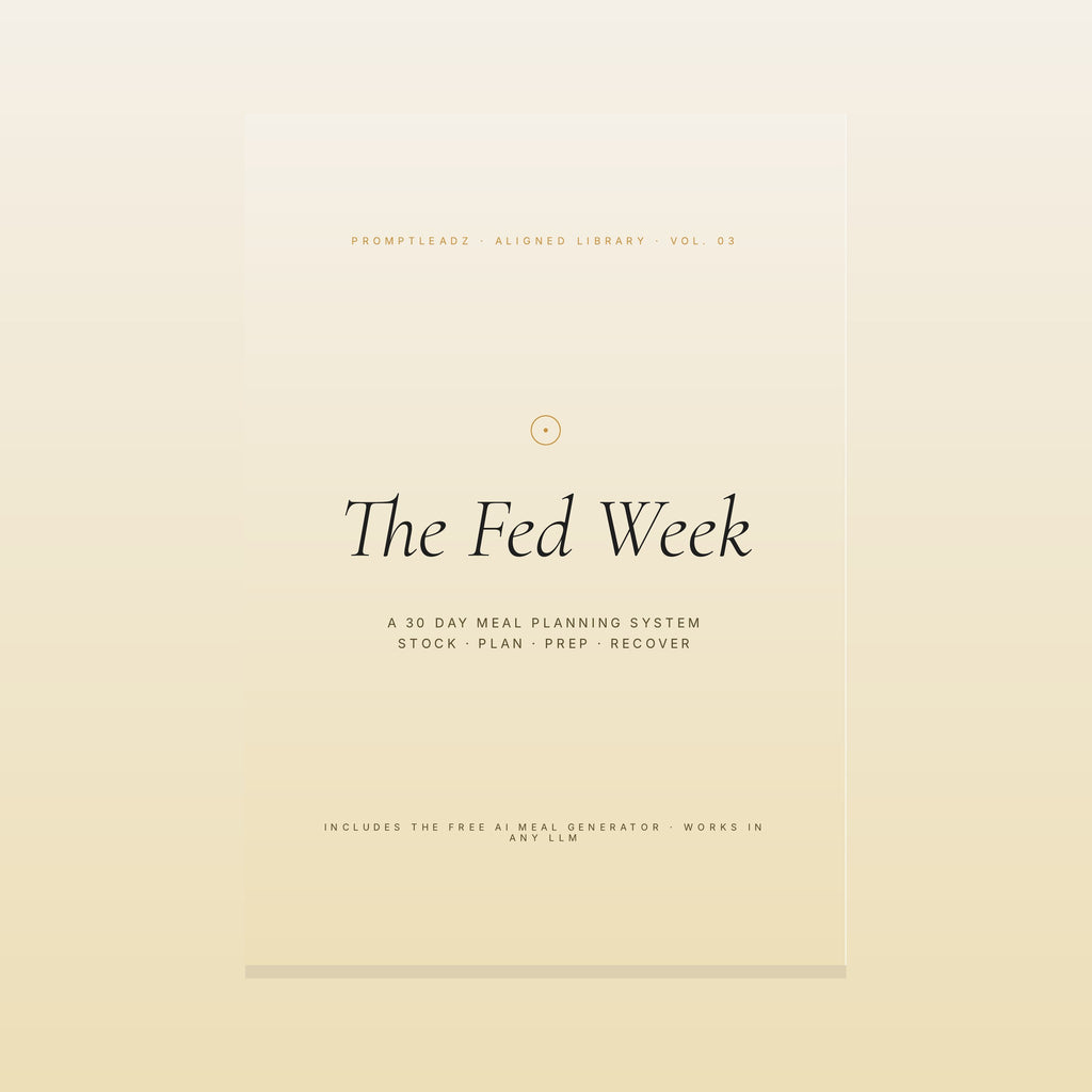 The Fed Week meal planning system cover, cream and honey, italic serif title