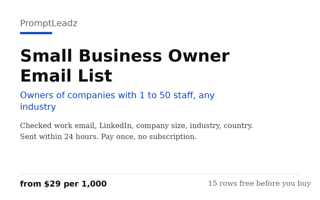 Small Business Owner Email List cover