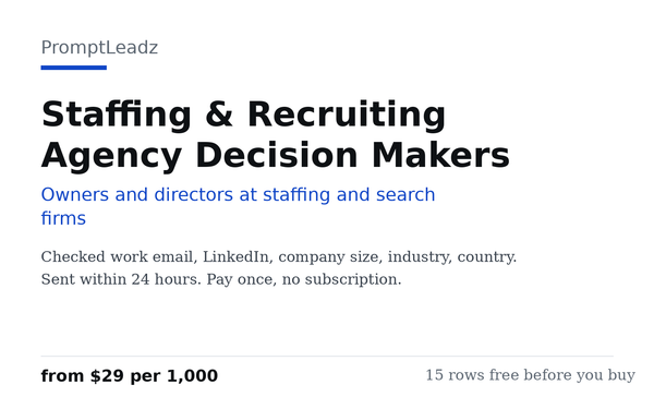 Staffing & Recruiting Agency Decision Makers
