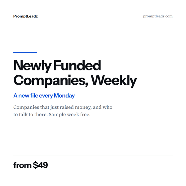 Newly Funded Companies, Weekly