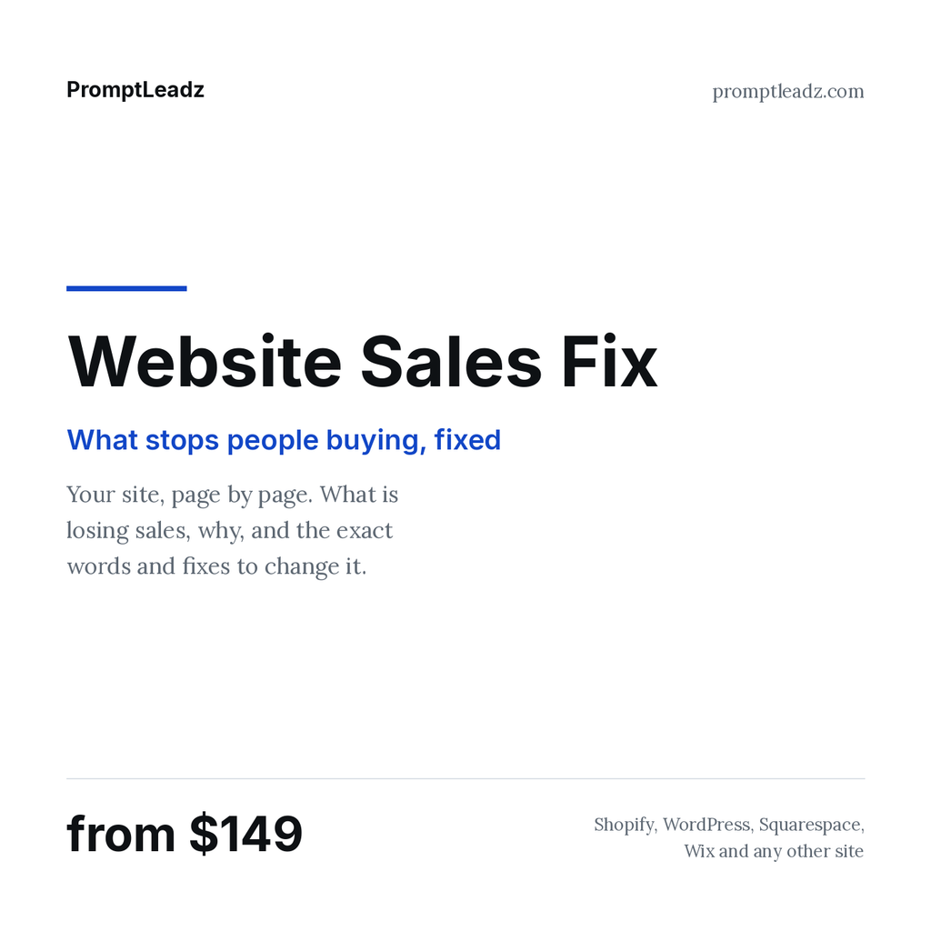 Website Sales Fix. What stops people buying, fixed. From $149.