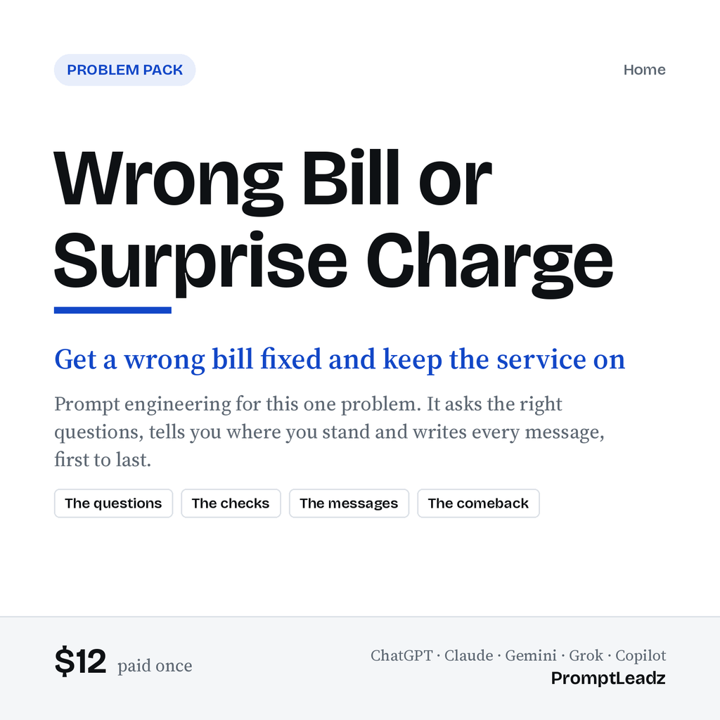 Wrong Bill or Surprise Charge: Problem Pack cover